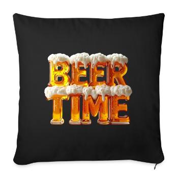 Beer Time – 3D Beer Glass Letters with Foam - Sofa pillowcase 17,3'' x 17,3'' (45 x 45 cm) - black - Front