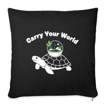 Monde de la Tortue en Dôme de Verre en carapace - Housse de coussin décorative 45 x 45 cm - noir - Devant