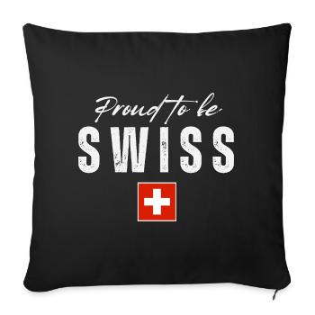 Fierté suisse, drapeau suisse - Housse de coussin décorative 45 x 45 cm - noir - Devant