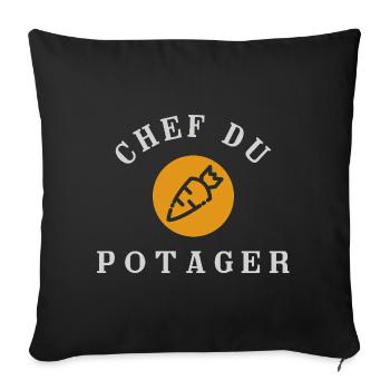 Chef du Potager Design Humoristique Jardinage - Housse de coussin décorative 45 x 45 cm - noir - Devant