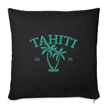 Tahiti - Palmiers - Palmiers - Polynésie française Beach - Housse de coussin décorative 45 x 45 cm - noir - Devant