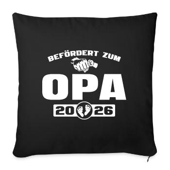 Baby Shower promu au rang de grand-père 2026 - Housse de coussin décorative 45 x 45 cm - noir - Devant