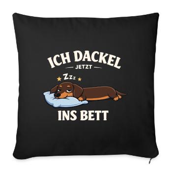 Vêtements teckels cadeaux Je suis teckel maintenant - Housse de coussin décorative 45 x 45 cm - noir - Devant
