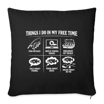 Activités que je fais pendant mon temps libre : pêche au bar - Housse de coussin décorative 45 x 45 cm - noir - Devant