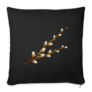 Branches délicates de manche de palmier – Motif printanier - Housse de coussin décorative 45 x 45 cm - noir - Devant