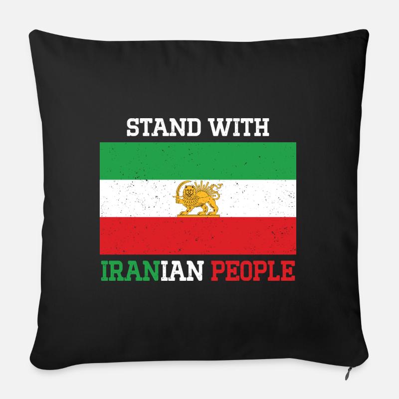 Stand mit dem iranischen Volksemblem - Sofakissenbezug 45 x 45 cm - Schwarz