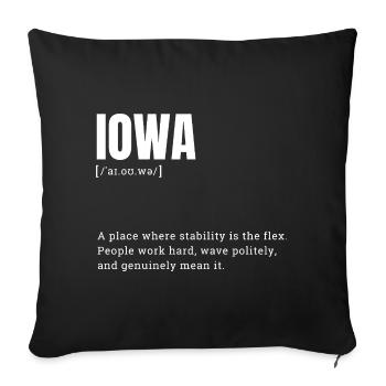 Iowa Bold Typography Statement - Sofa pillowcase 17,3'' x 17,3'' (45 x 45 cm) - black - Front