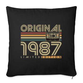 Cadeau rétro original d’anniversaire vintage de 1987 - Housse de coussin décorative 45 x 45 cm - noir - Devant