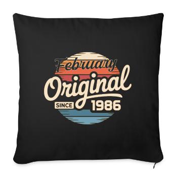Février 1986 Cadeau d’anniversaire Février 1986 - Housse de coussin décorative 45 x 45 cm - noir - Devant