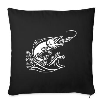 Pike Predator Jump Outline - Sofa pillowcase 17,3'' x 17,3'' (45 x 45 cm) - black - Front