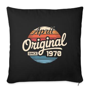 Né en avril 1970 - 56e anniversaire avril 1970 - Housse de coussin décorative 45 x 45 cm - noir - Devant
