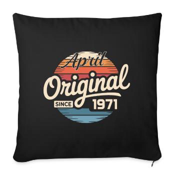 Né en avril 1971 - 55e anniversaire avril 1971 - Housse de coussin décorative 45 x 45 cm - noir - Devant