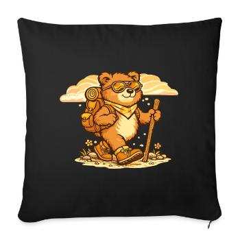 Wanderbär on a discovery tour - Sofa pillowcase 17,3'' x 17,3'' (45 x 45 cm) - black - Front