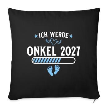 Ich werde Onkel 2027 – Baby Ankündigung - Sofakissenbezug 45 x 45 cm - Schwarz - Vorne