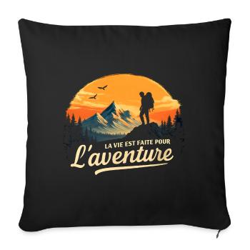 Aventure au sommet - Housse de coussin décorative 45 x 45 cm - noir - Devant