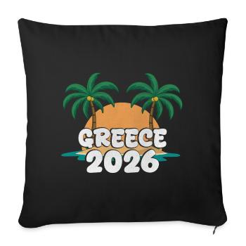 Grèce 2026 - Housse de coussin décorative 45 x 45 cm - noir - Devant