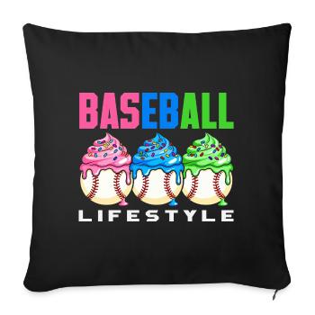 Baseball Lifestyle Cupcakes Sweet - Sofa pillowcase 17,3'' x 17,3'' (45 x 45 cm) - black - Front