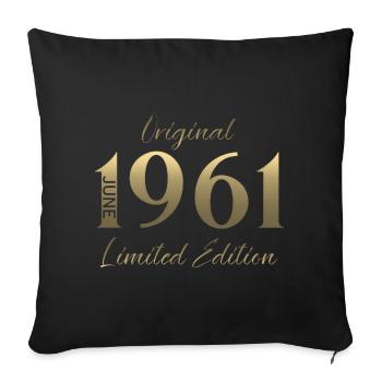 Cadeau du 66e anniversaire Millésime juin 1961 - Housse de coussin décorative 45 x 45 cm - noir - Devant