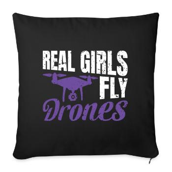 I've had enough, I'm going to fly a drone - Sofa pillowcase 17,3'' x 17,3'' (45 x 45 cm) - black - Front