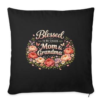 Mom & Grandma | Mom and Grandma Gift - Sofa pillowcase 17,3'' x 17,3'' (45 x 45 cm) - black - Front