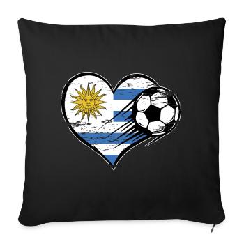 Flag football uruguayen avec le cœur utilisé - Housse de coussin décorative 45 x 45 cm - noir - Devant