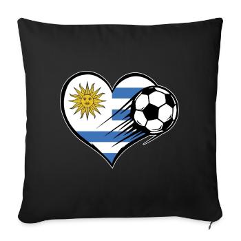 Uruguay Flag Football with Heart - Sofa pillowcase 17,3'' x 17,3'' (45 x 45 cm) - black - Front