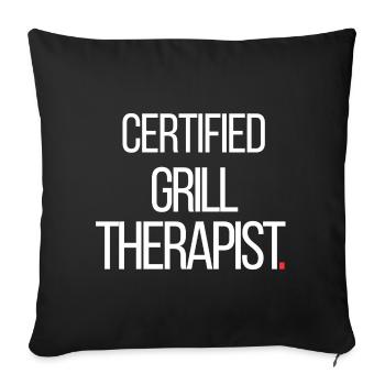 Thérapeute certifié en grill BBQ drôle - Housse de coussin décorative 45 x 45 cm - noir - Devant