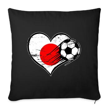 Japan flag football with heart used - Sofa pillowcase 17,3'' x 17,3'' (45 x 45 cm) - black - Front