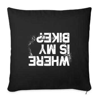 Où est mon vélo Fahrrad VTT en descente ? - Housse de coussin décorative 45 x 45 cm - noir - Devant