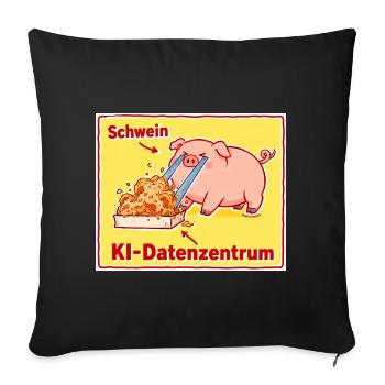 Schwein KI-Datenzentrum Cartoon - Sofakissenbezug 45 x 45 cm - Schwarz - Vorne