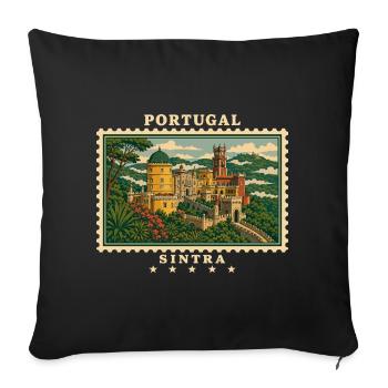 Portugal Sintra Vintage Reisemarke - Sofakissenbezug 45 x 45 cm - Schwarz - Vorne