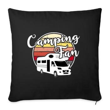 Camping Fan Wohnmobil Camper  - Sofakissenbezug 45 x 45 cm - Schwarz - Vorne