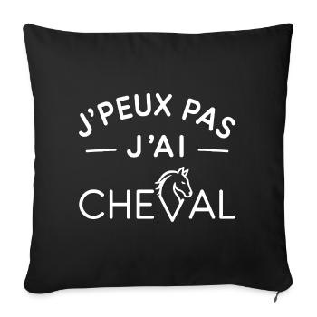 Cheval Humour Cadeau Passionné d'Équitation - Housse de coussin décorative 45 x 45 cm - noir - Devant