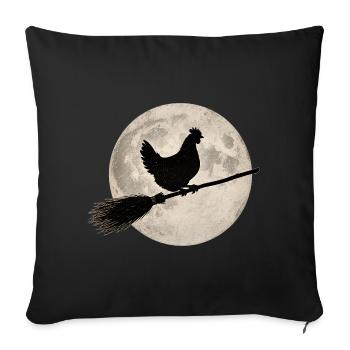 Chicken Witch's Broom Full Moon T-Shirt Halloween - Sofa pillowcase 17,3'' x 17,3'' (45 x 45 cm) - black - Front