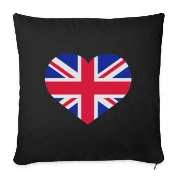 Love England | Herz | Heart | UK | United Kingdom - Sofa pillowcase 17,3'' x 17,3'' (45 x 45 cm) - black - Front