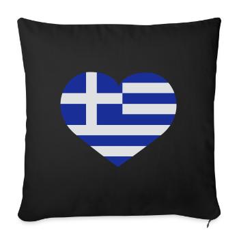 Love Griechenland | Herz | Heart - Housse de coussin décorative 45 x 45 cm - noir - Devant