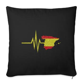 My heart beats for Spain - map spanish - Sofa pillowcase 17,3'' x 17,3'' (45 x 45 cm) - black - Front