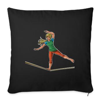 Female slackliner - slackline lover - Sofa pillowcase 17,3'' x 17,3'' (45 x 45 cm) - black - Front