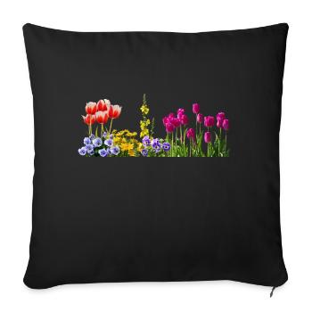 pansy stiefmuetterchen blumen flowers tulpen tulip - Sofakissenbezug 45 x 45 cm - Schwarz - Vorne