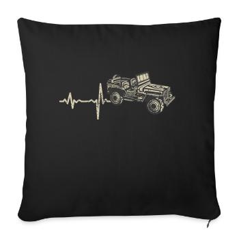 Shirt Cadeau Heartbeat Jeep - Housse de coussin décorative 45 x 45 cm - noir - Devant