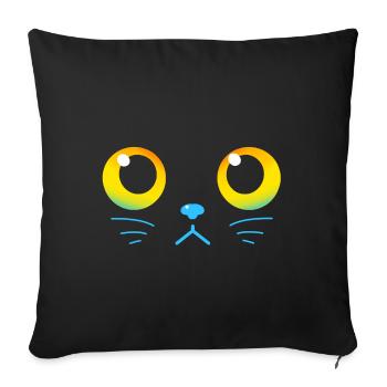 Curieux yeux de chat noir - Housse de coussin décorative 45 x 45 cm - noir - Devant