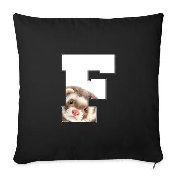 F Frettchen - Sofakissenbezug 45 x 45 cm - Schwarz - Vorne