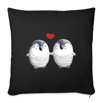 Penguins in Love - Penguin - Bird - Love - Heart - Sofa pillowcase 17,3'' x 17,3'' (45 x 45 cm) - black - Front