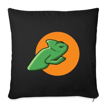 cadeau de reptile lézard vert lézard caméléon - Housse de coussin décorative 45 x 45 cm - noir - Devant