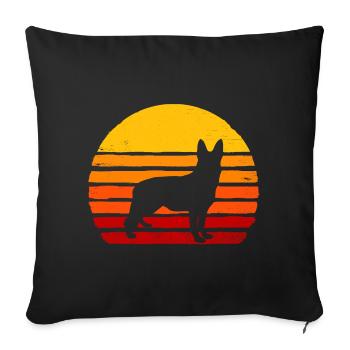 Chemise bleue de chien de Heeler Dog Retro - Housse de coussin décorative 45 x 45 cm - noir - Devant