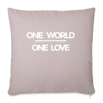 Un monde - un amour - Housse de coussin décorative 45 x 45 cm - taupe clair - Devant