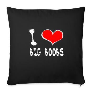 J'aime les gros seins - Housse de coussin décorative 45 x 45 cm - noir - Devant