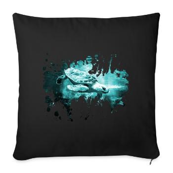 Cadeau aquarelle tortue tortue - Housse de coussin décorative 45 x 45 cm - noir - Devant