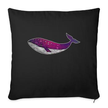 Whale universe starry galaxy - Sofa pillowcase 17,3'' x 17,3'' (45 x 45 cm) - black - Front