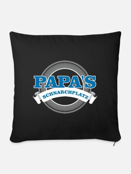 Papas Schnarchplatz - oreiller pour papa - Housse de coussin décorative 45 x 45 cm - noir